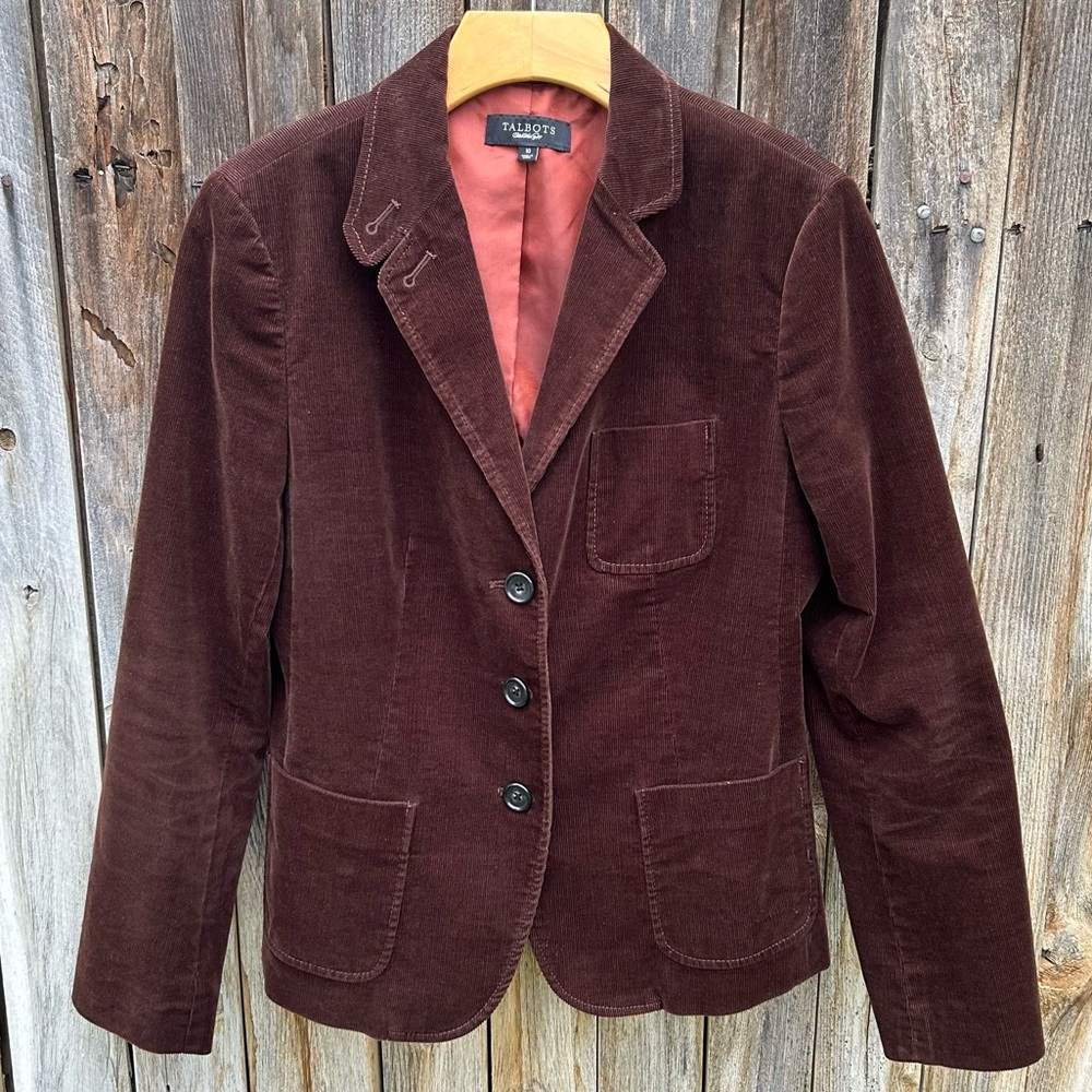 Talbots Corduroy Blazer Jacket Brown 10 - Picture 14 of 14